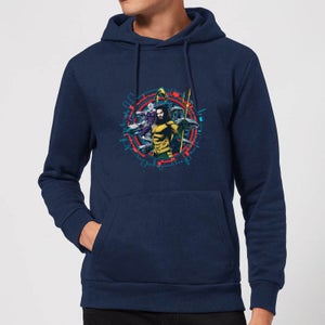 Aquaman Circular Portrait Hoodie - Navy Blau